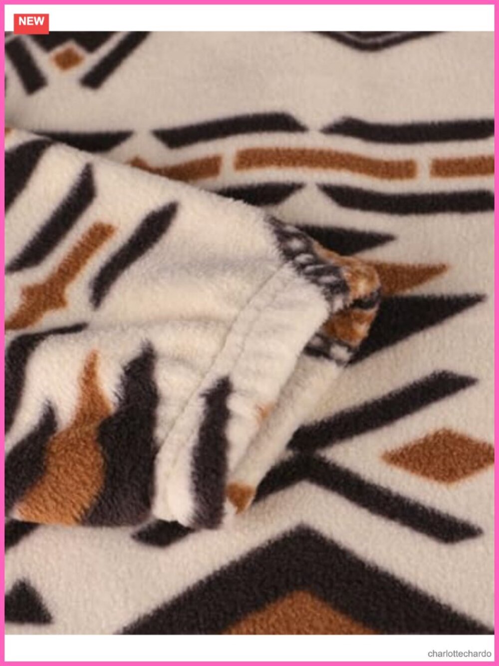 Womens Fleece Jacket Aztec Print Long Sleeve Snap Button Shacket with Pockets - Picture 3 of 6